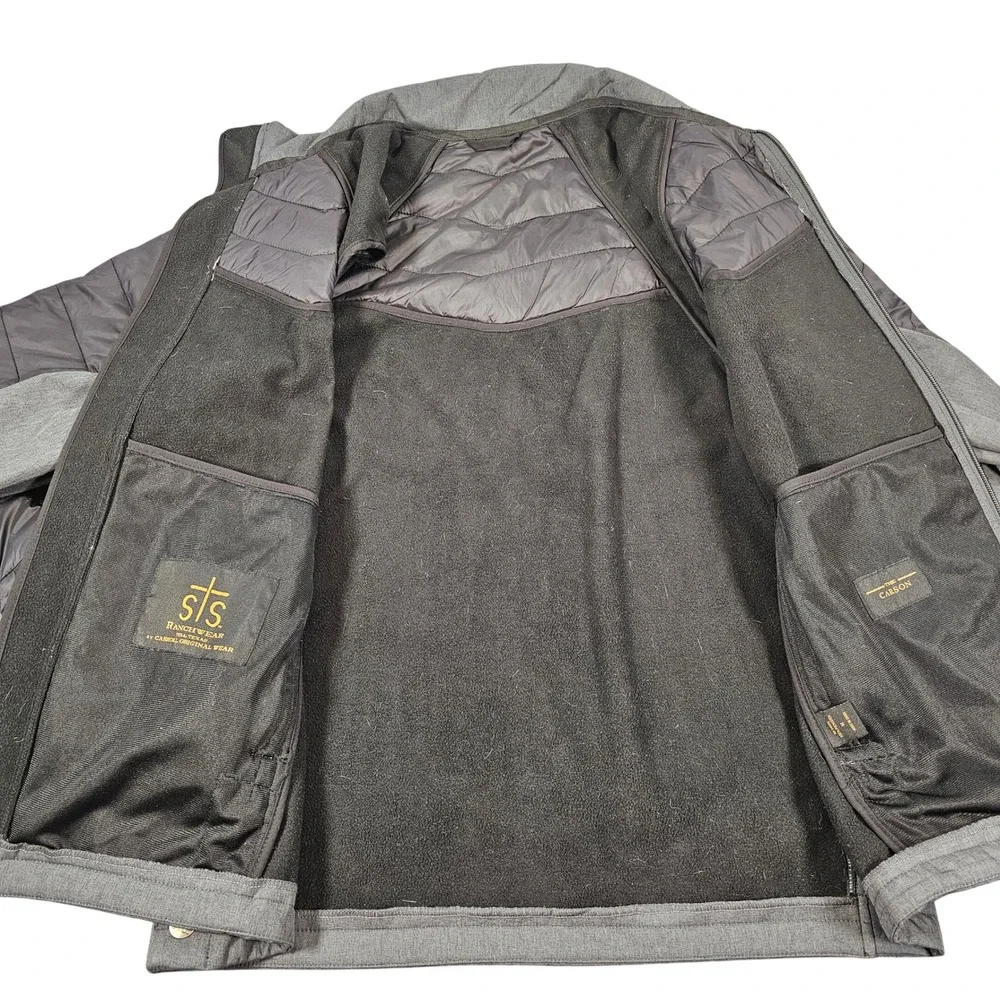 STS Ranchwear Mens Medium Gray Quilted Lined Full Zip Jacket